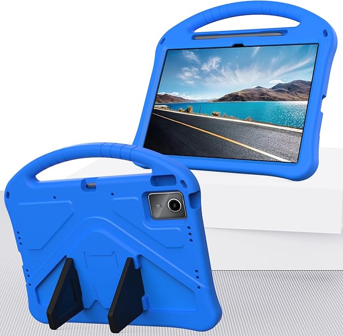 Compatible with Lenovo Idea Tab Plus 12.1 Inch 2025 TB-365FC Cute Case Lightweight Sleeve Kickstand Cover Shockproof Protection Case for Kids(Blue)