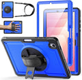 Case for Samsung Galaxy Tab S10 Lite / S10 FE / S9 FE 5G / S9 Tablet Case 10.9''/ 11'' with Screen Protector Pen Holder 360°Rotate Hand Strap/Stand Shoulder Strap Blue