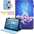Case for Amazon Kindle Fire Max 11 Tablet (13th Generation 2023 Release) 11 with Pencil Holder/Hand Wrist Strap Folio Stand Magnetic Smart PU Leather Cover [Auto Sleep Wake]Blue Butterfly