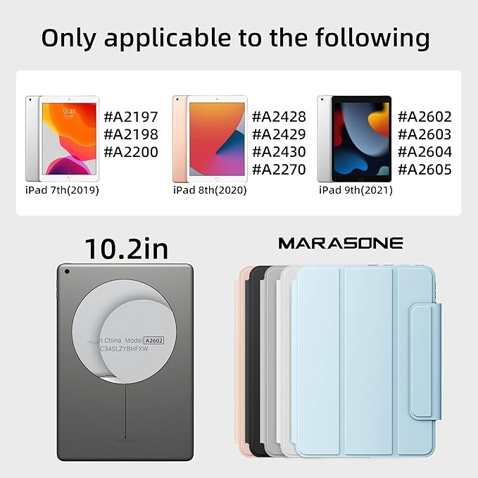 iPad 9th/ 8th/ 7th Generation Case 10.2’’ MagneticDetachable Protective Stand Cover with Pencil Holder | Auto Sleep/Wake for 10.2 inch 2021/2020/2019(Blue)