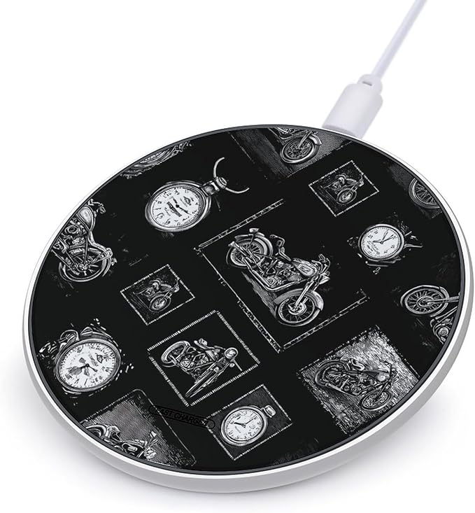 Vintage Motorcycle Motorbikes Fast Portable Charger 10W Funny Graphic Phone Charging Pad with USB Cable