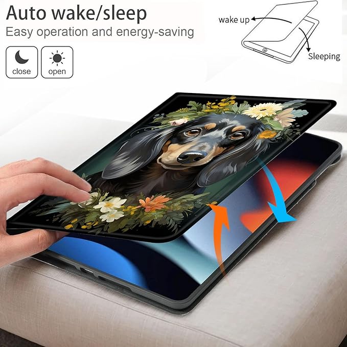 Bxgolkgd Tablet Case for 6.8 Kindle Paperwhite (11th Generation-2021) &amp Kindle Paperwhite Signature EditionAuto Wake/Sleep FunctionDachshund Flower