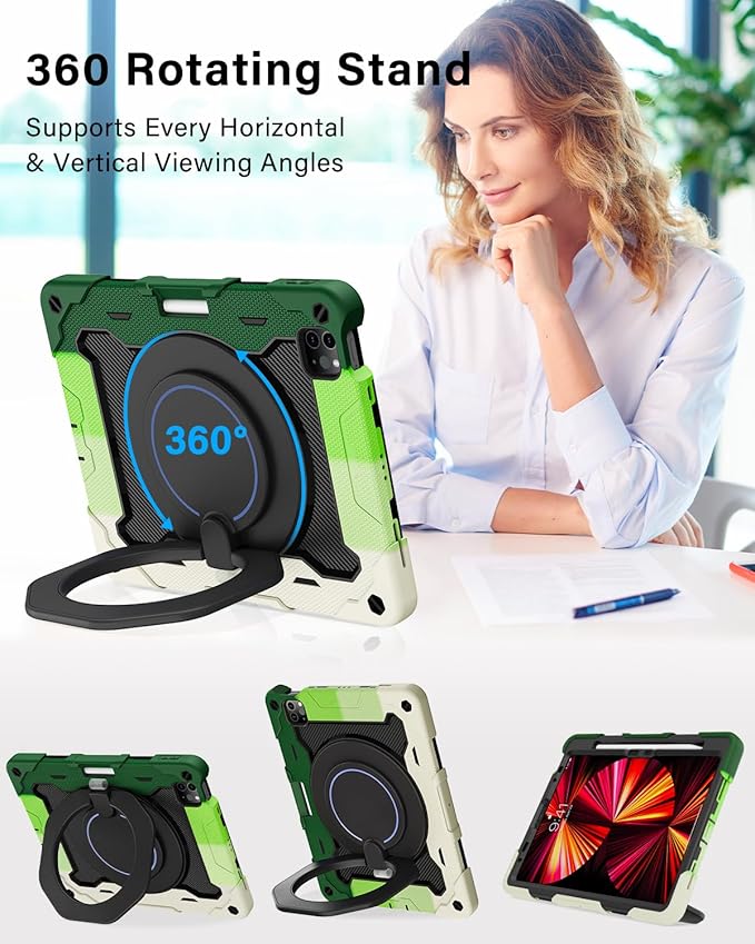 ROISKIN for iPad Air 11 inch M4/M3/M2 Case iPad Pro 11 inch 4th/3rd/2nd/1st GenerationiPad Air 5th/4th 10.9 inch CaseHeavy Duty Shockproof with 360 Stand Handle Shoulder Strap Pen Holder for Kids