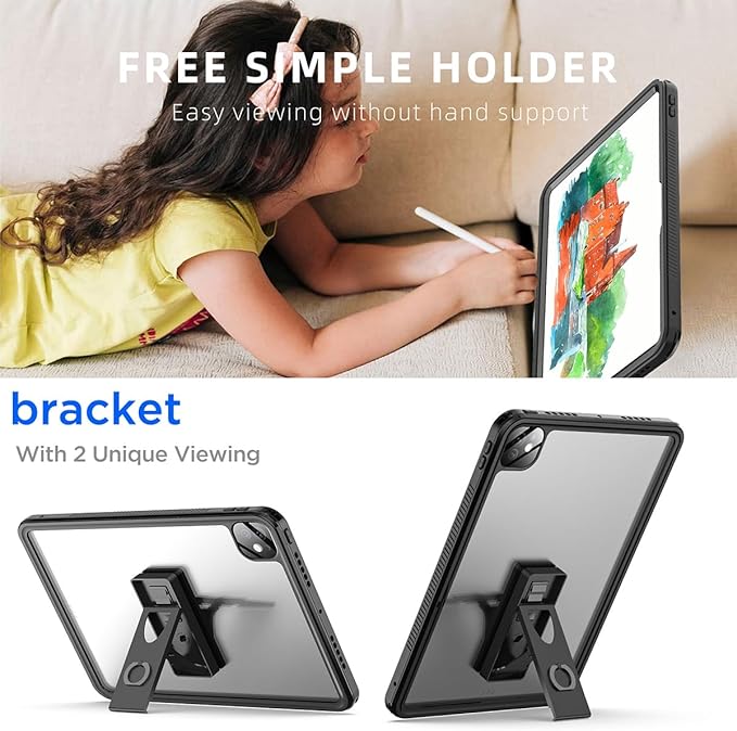 AICase for iPad Pro 13 Inch Waterproof Case M4 2024 7th Generation [Built-in Screen Protector&ampStand] Full-Body Rugged Shockproof Drop Proof Protective Cover for iPad Pro 13 Inch M4 2024 7th Gen