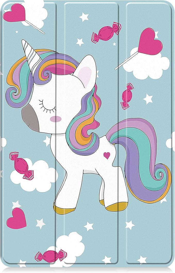 Case for Samsung Galaxy Tab S10 FE+/S10 FE Plus 13.1 Inch 2025 Model (SM-X620/SM-X626B) Tri-Fold Stand Smart PU Leather &amp Hard Back Shockproof Cover with Auto Wake/Sleep Rainbow Unicorn
