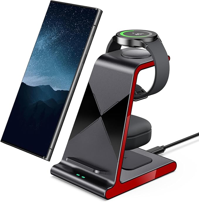 Wireless Charger for Samsung S25 Ultra Charging Station for Galaxy S25/S25 Edge/S24 Ultra/S24+/S24/S23/S22/Note 20/Z Flip 7/Fold 7 for Galaxy Watch 8/8 Classic/Ultra/7/6 Galaxy Buds 2 Pro/Pro