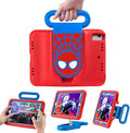 Kids Case for iPad 7th/8th/9th GeniPad 10.2 inch 2021/2020/2019 Case with Adjustable Portrait Landscape Stand HandleHeavy Duty Protective Kids Child Friendly Cover for iPad 10.2 inch. (Red-Blue)