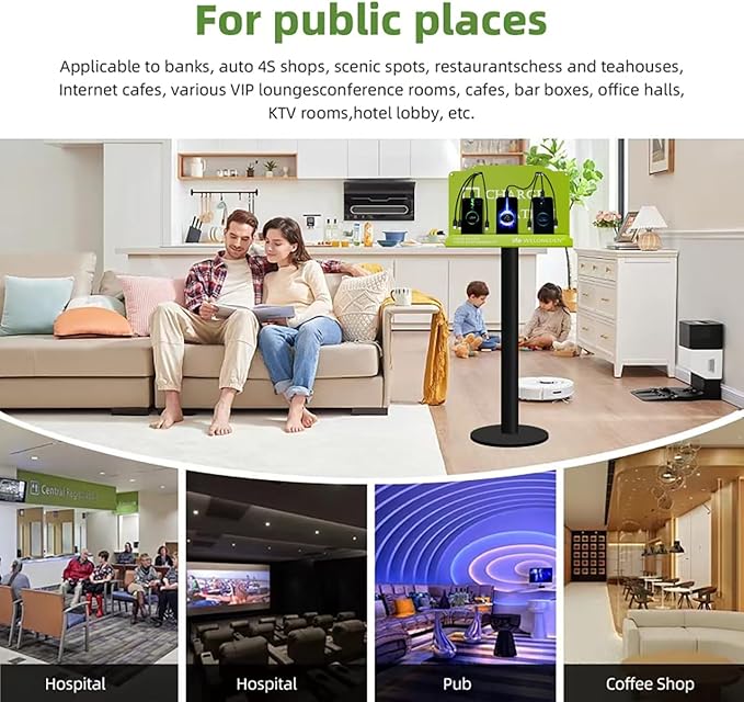 Floor Stand Cell Phone Charging Station Mobile Phone Charging Station | Fast Charging 8 Device | Compatible with Apple Tablets Android Port | Great for Offices Hotel Hospital Airport (Green)