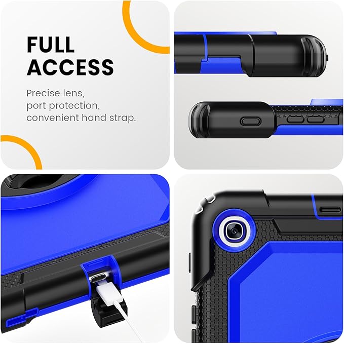 Timecity for Samsung Galaxy Tab A 10.1 Case 2019 Only Fit (SM-T510/ SM-T515/ SM-T517) Drop Proof with Hand Strap Stand Screen Protector Pencil Holder （NOT FIT for 2016 Release） - Dark Blue