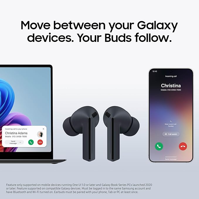 SAMSUNG Galaxy Buds 3 FE (2025) True Wireless Bluetooth Earbuds Active Noise Cancellation Powerful Sound Clear Calls Long Lasting Battery Hands Free AI Black [US Version 2 Year Warranty]