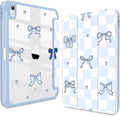 Teryeefi for iPad (A16) 11th Generation Case 11 Inch 2025 Release for iPad 10th Generation 10.9 Inch 2022 Protective Shell with Pencil Holder Soft TPU+Crystal Hard Back Cover (Grid Bows)