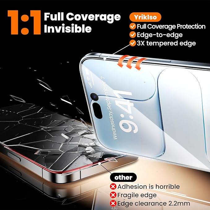 2-Pack for iPhone Air Screen ProtectorMilitary Grade ShatterproofBubble-Dust Free Box9H+ HD Tempered GlassScratch &amp Smudge Resistant for iPhone Air 6.5 inch