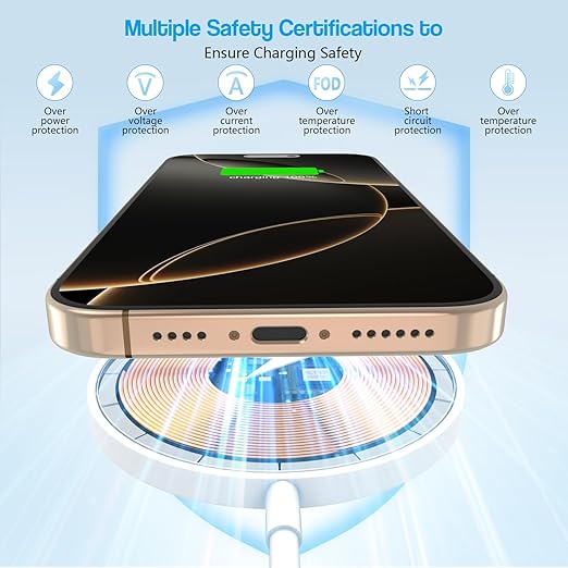 10FT Magnetic Wireless Charger15W Fast Apple Mag-Safe Charger for iPhone 17/16/15 PD with USBC Apple Fast Charging Block 10Foot Quick Charge for iPhone 17/17 Air/17 16 15 Pro/Pro Max/14/13/12/AirPods