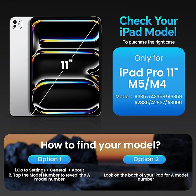Handcrafted Case for iPad Pro 11 Inch M5 2025/M4 2024 with Pencil Holder &amp Hand Strap &amp PocketAuto Sleep/WakeMagnetic ClosureMulti Angles Stand CoverProtective Folio PU LeatherBlack