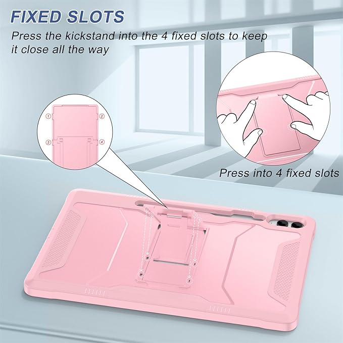 Soke Case for Samsung Galaxy Tab S9 Plus/S9 FE+ 2023 with Built-in Screen Protector &amp Kickstand Rugged Full Body Protective Cover for Galaxy Tablet 12.4 InchPink