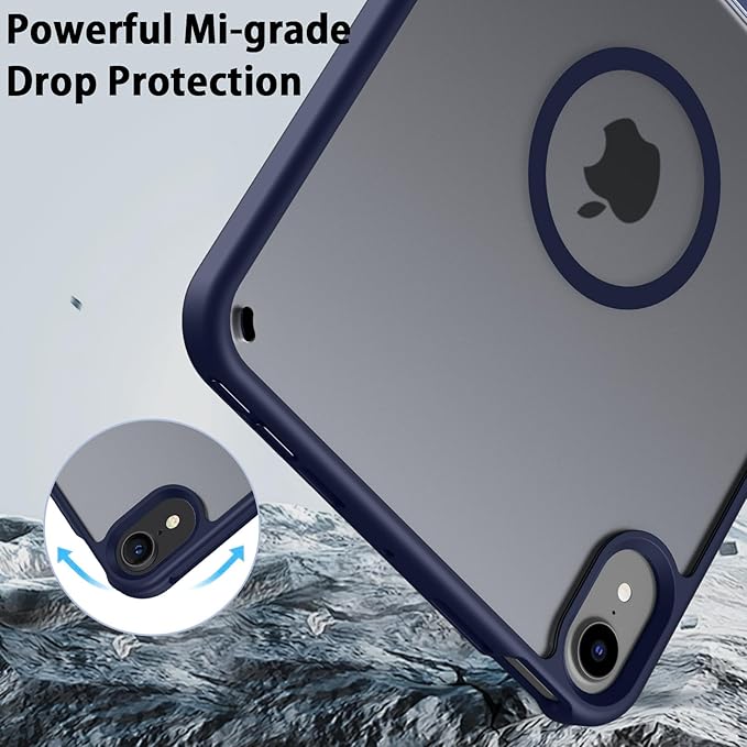 Telaso for iPad mini 7 A17 Pro 2024/iPad Mini 6 2021 Case iPad mini 7th/6th Gen Magnetic Case with Invisible Portrait/Landscape Stand Translucent Matte Back Soft TPU Bumper Cover Navy Blue