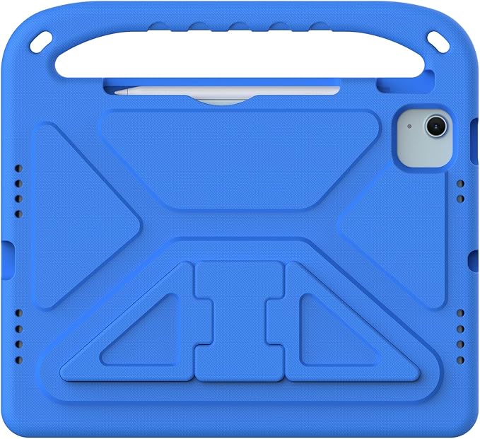 Kids Case for iPad Air 11 inch M4/M3/M2 (2026/2025/2024) &amp iPad Pro 11 inch M5/M4 (2025/2024) with Pencil Holder/Handle/Kickstand Lightweight Shockproof Cute Soft EVA Foam Stand Cover Blue