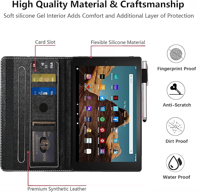 Case for All Amazon Kindle Fire 7 Tablet (9th/7th/5th Generation 2019/2017/2015 Version) 7 inch Multi-Angle View Adjustable Stand Auto Wake/SleeCowhide Farm Animal Skin Leopard Brown Cow