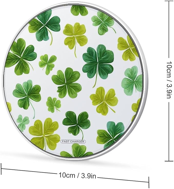 St Day Partick Clovers Fast Portable Charger 10W Funny Graphic Phone Charging Pad with USB Cable