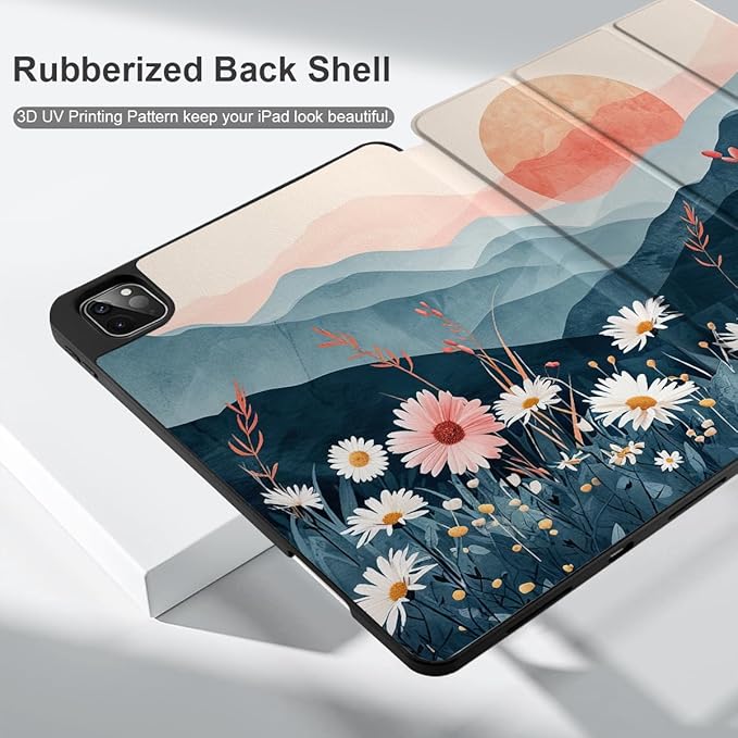 DONGKE Case for 2022/2021/2020/2018 iPad Pro 11 inch Gen 4/3/2/1 - Slim Protective Case - Built in Pencil Holder Support Charging - Trifold Stand &amp Sleep/Wake Cover - Daisie