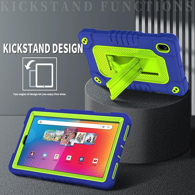 Shockproof Case for Walmart Onn 7 inch Tablet Case (2024 Model 100135924) Rugged Kids Friendly Case with Screen Protector Shoulder Strap Kickstand for Onn 7 4th Gen 2024 Model (Navygreen+2Pcs)