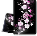 DIGTIALLL Case for Amazon Kindle Fire HD 10 Tablet (9th/7th/5th Generation2019/2017/2015 Release) 10.1 PU Leather Smart Protective Cover with Auto Sleep/WakePink White Flowers