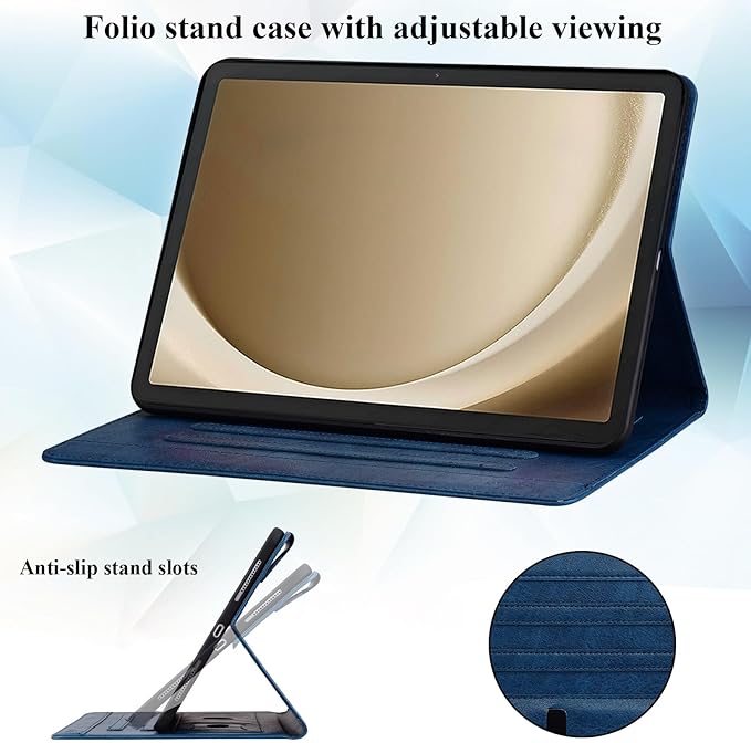 Case for Samsung Galaxy Tab S10 FE+/S10 FE Plus 13.1 Inch 2025 (SM-X620/SM-X626B) with Pockets Multi-Angle Stand PU Leather/TPU Back Shockproof Magnetic Closure Folio Wallet Cover Darkblue