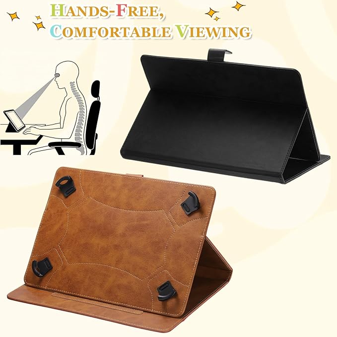 Tablet Case (10.6 x 7.9 Inch) - PU Leather Folio Standing Protective Case Universal Protective Cover Case for 9-10 Inch Tablet Black