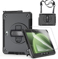 Junfire Shockproof Case for Samsung Galaxy Tab Active5 Pro 2025/ Active4 Pro 2022 Heavy Duty Rugged Case with Screen Protector/Hand Strap/360°Rotating Stand/Shoulder Belt/Pencil Holder Black