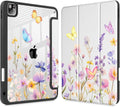 Tuiklol for iPad Pro 11 Inch Case M2 2022 Generation 4th -Built-in Pencil Holder Shockproof Cover Clear Transparent Back Shell Fit for iPad 11’’ 2021 2020 2018 Gen 3rd/2nd/1st for Kid Purple Flower