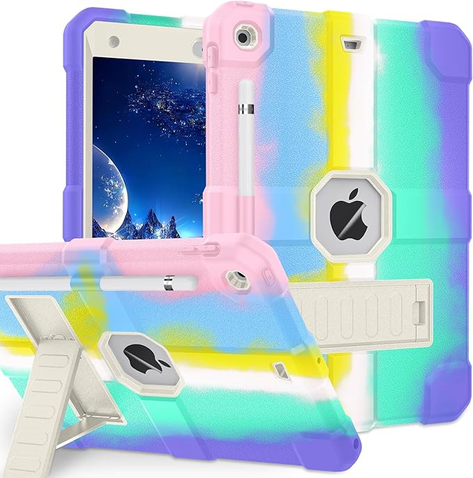 Case for iPad 9th/8th/7th Generation 2021/2020/2019(10.2 inch) Heavy Duty Shockproof Rugged Protective 10.2 Cover with Built-in Stand for iPad 9 8 7 Gen(White+Color)