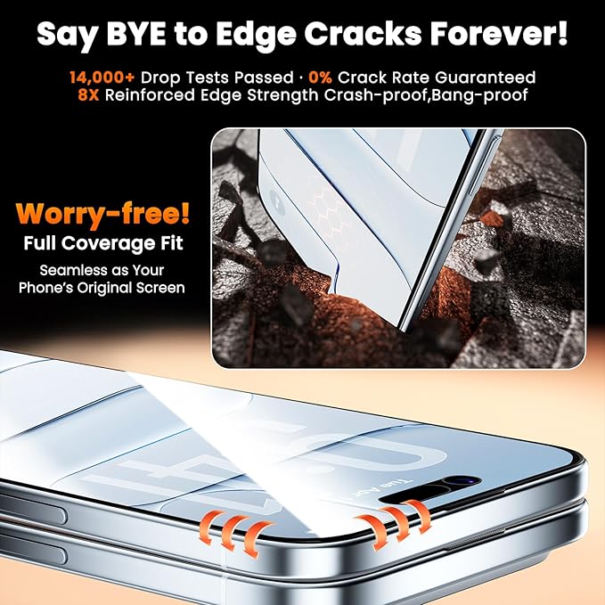 3-Pack for iPhone Air Screen Protector HD Clear 9H Hardness Easy Install Frame Bubble Free Impact &amp Shatter Protection Case-Friendly