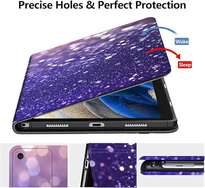 Case for Amazon Fire HD 10 Tablet (7th/9th Generation2017/2019 Release) 10.1 PU Leather Smart Protective Cover with Auto Sleep/Wake for Fire HD 10 2019Purple Glitter