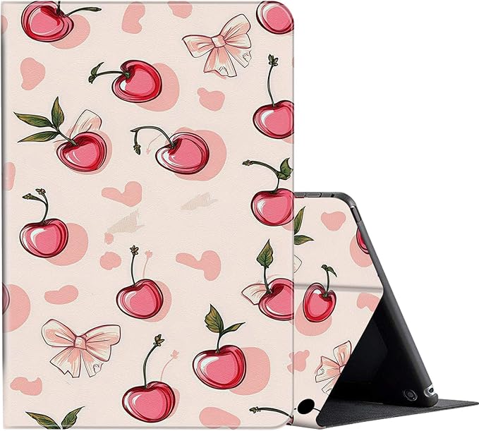 for Fire HD 10 Tablet Case 13th/11th Generation (2023/2021)Slim Adjustable Stand Cover for Amazon Kindle Fire HD 10 Plus 10.1 with Auto Wake/Sleep-Cherry Bow