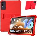 Case for TECLAST T65 13.4-Inch Tablet – Shockproof Silicone Protective Cover with Kickstand Drop-Resistant Business Style (Red)
