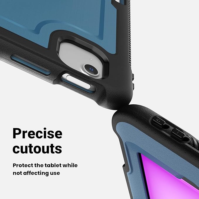 Batianda Case for iPad Air 13-inch 2025 M3 2024 M2 Chip Multilayered Rugged Durable Shockproof Tablet Cover with 360° Rotating Hand Strap Foldable Hidden Stand Navy Blue