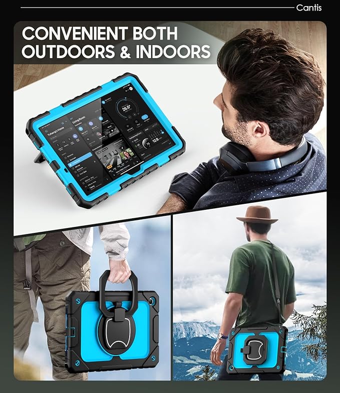 Cantis Case for Samsung Galaxy Tab A11 Plus 11 Inch 2026 (SM-X230/X236/X238) Shockproof Case for Tab A11+ with Screen Protector/Rotating Stand/Pen Holder/Shoulder Strap Black+Blue