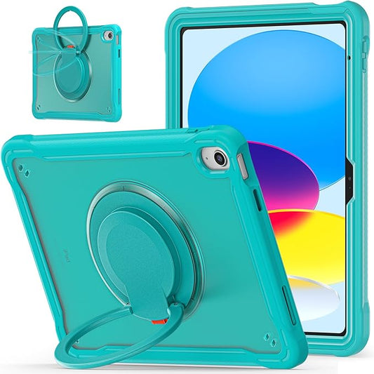 Batianda Ultimate Protective Case for New iPad 11th Generation 11 inch 2025 A16 Chip Sturdy Rugged Shockproof Silicone Tablet Cover with 360° Rotatable Ring Kickstand &amp Pencil Holder Blue