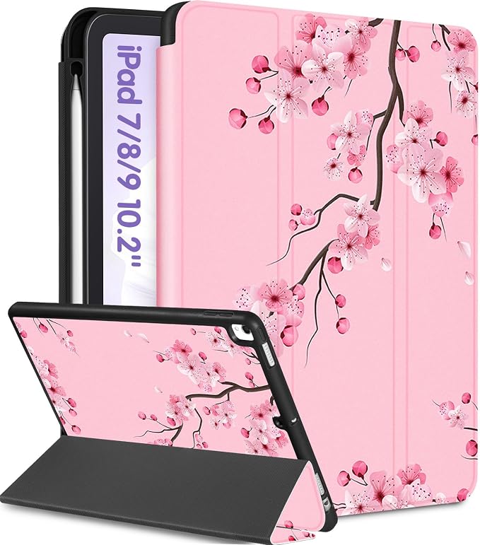 3-for iPad 9/8/7th-Pink Flower