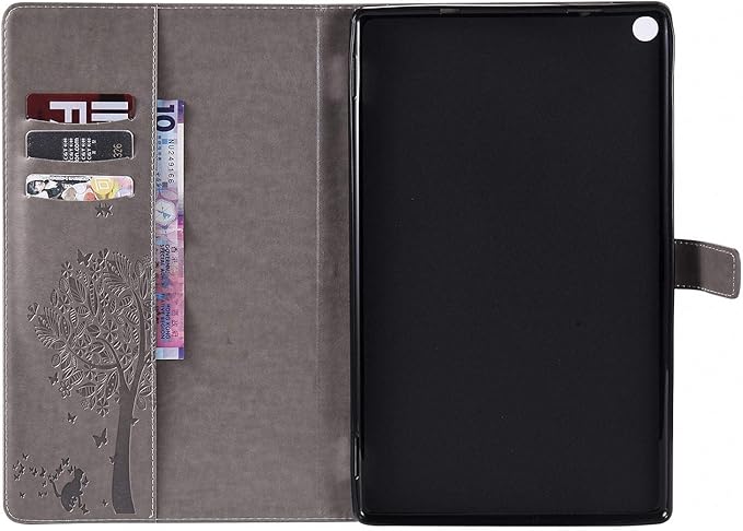 Folio Case for All-New Fire HD 10 2019/2017/2015 Techcircle Slim Light Magnetic Flip Wallet Protective Cover with Card Slots &amp Money Pocket for Amazon Fire HD 10.1 9th/7th/5th Generation Gray