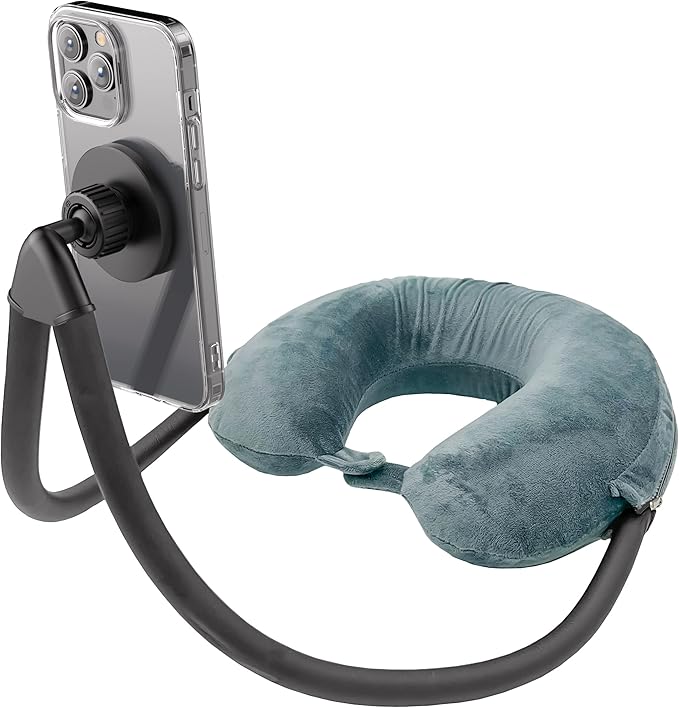ENCASED Neck Pillow Phone Holder for iPhone - Magnetic Gooseneck Arm Perfect for Laying in Bed/Car/Couch or Travel - Ultra Comfortable Memory Foam for Kids and Adults (Compatible with MagSafe)