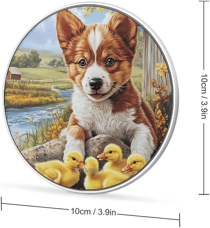 Puppy Dog Yellow Ducklings Phone Charger Magnetic Charging Pad Anti-Slip with USB Cable