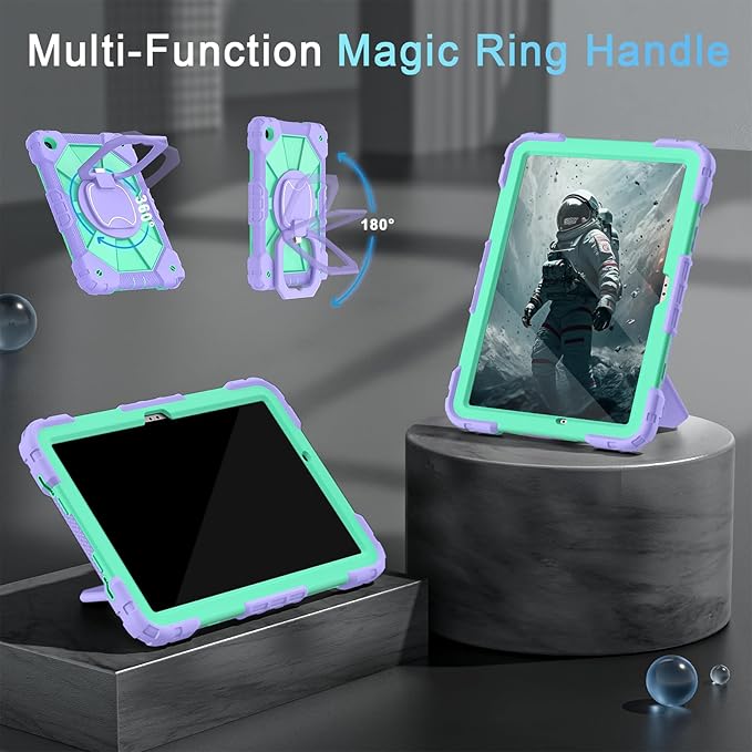 Case for Galaxy Tab A11+/A9+ Plus 11 Inch with Screen Protector 360 Rotating Stand Military Grade Shockproof Cover for Samsung A11 Plus/A9 Plus Tablet CasesPurple Green