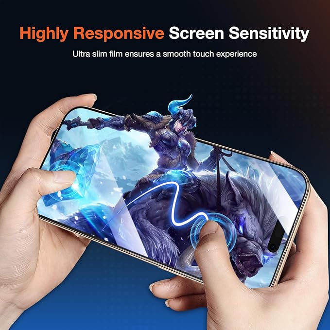 2 Pack HD Clear Screen Protector for iPhone 16 Pro Max 9H+ Tempered Glass Anti-Scratch Film Easy Installation Auto Alignment Dust Removal Military-Grade Protection Bubble-Free