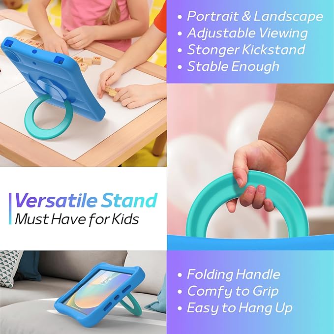 MRWHO Kids Case for iPad 9th 8th 7th Generation 10.2 inch – Sturdy Lightweight Flexible Shockproof Stand Handle Girls Boys Cover for iPad 9 8 7 Gen 2021/2020/2019 Blue
