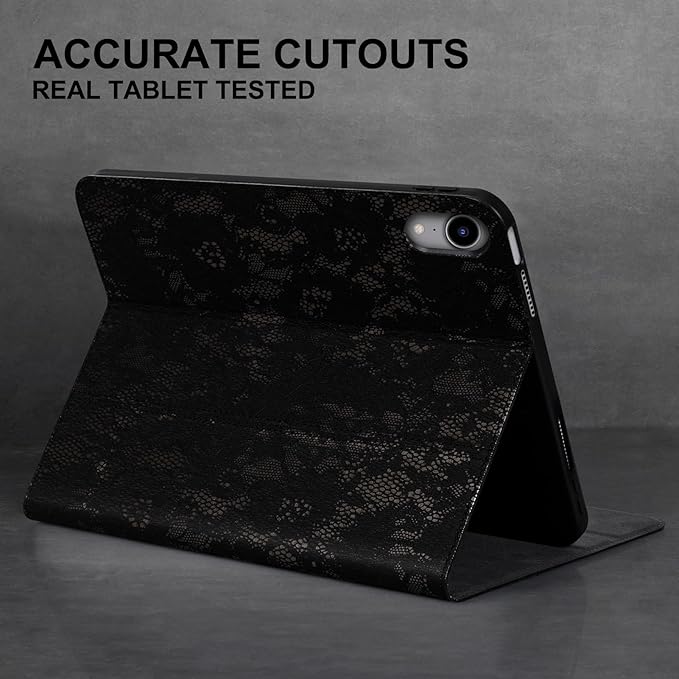 Leather Case for iPad mini 7 (A17 Pro) 2024 / iPad mini 6 Generation 2021 8.3 Inch Full Grain Leather CoverProtective Smart Folio with Auto Sleep/Wake Anti Slip Black Silver