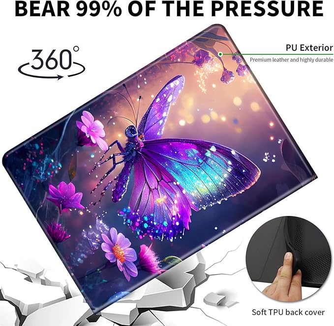 Case for Microsoft Surface Pro 7 Plus/7/6/5/4 12.3 Inch TabletLeather Folio Adjustable Stand for Surface Pro Case 12.3Glitter Butterfly