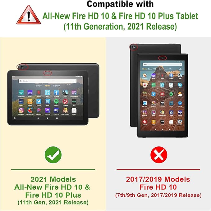 Dteck Folio Case for All-New Kindle Fire HD 10 &amp Fire HD 10 Plus Tablet 11th Generation 10.1 inch 2021 ReleaseShockproof Protective PU Leather Case with Hand Strap Smart Stand Magnetic CoverCut