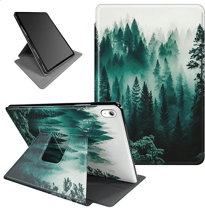 for iPad Air 13 inch Case (M2) 360 Rotating Degree Stand Smart Cover with Auto Wake/Sleep Case for iPad Air 13 inch 2024 Release - Green Forest