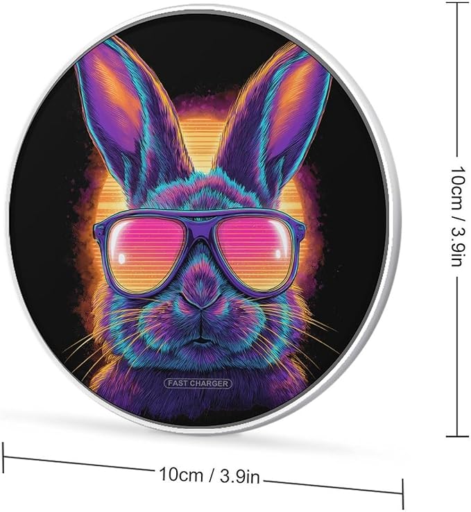 Technology Bunny Vintage Rabbits Phone Charger Magnetic Charging Pad Anti-Slip with USB Cable